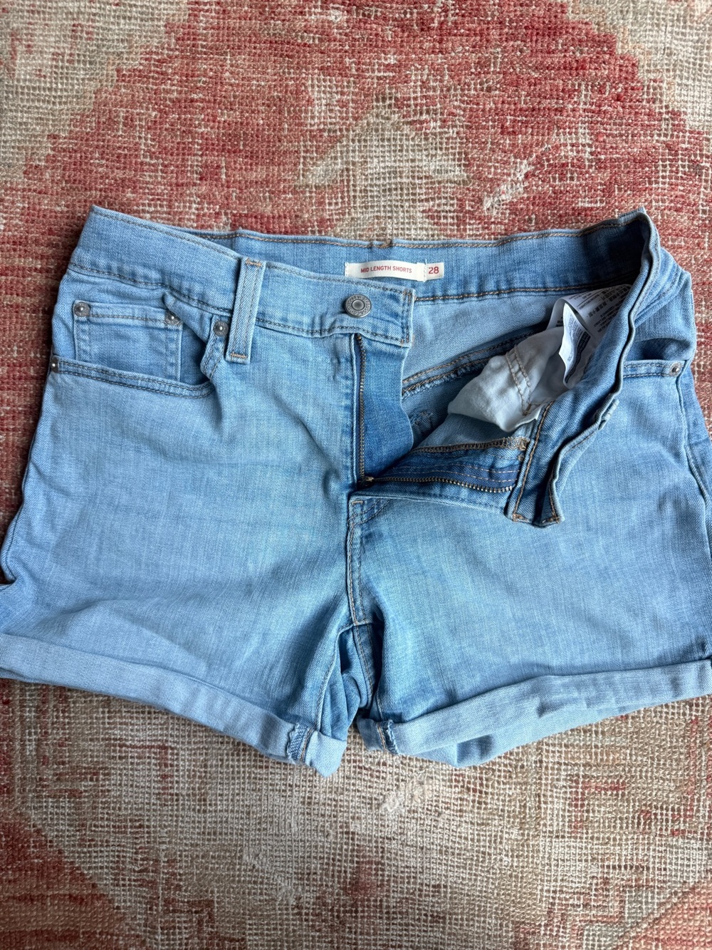 Levi's Light Wash Cuffed Denim Shorts